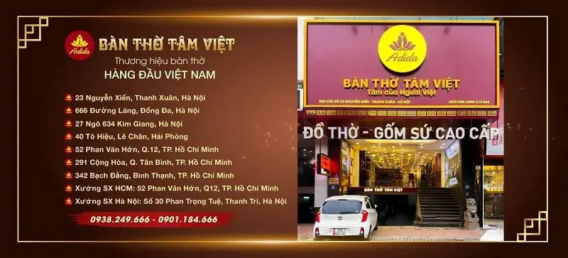 hệ thống showroom của bàn thờ tâm Việt