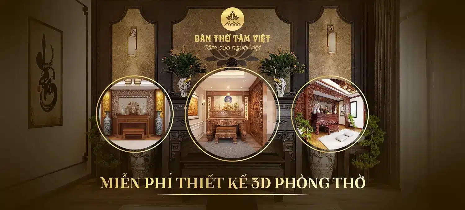 Bàn Thờ Tâm Việt miễn phí thiết kế 3D phòng thờ